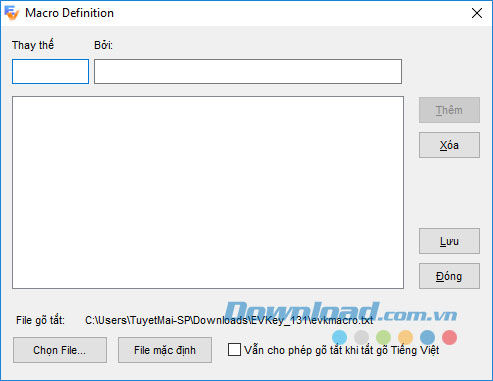 Bảng gõ tắt của EVKey