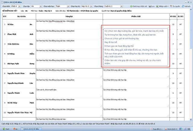 Nhập sổ nhận xét