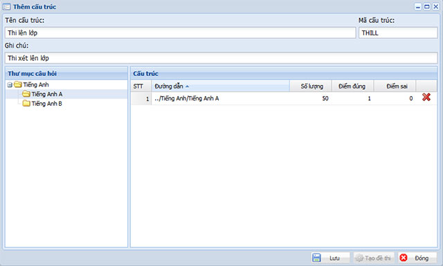 Thêm cấu trúc đề thi