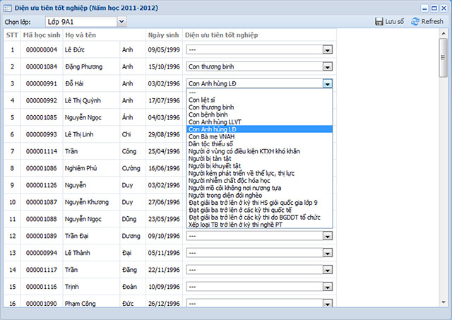 Cập nhật diện ưu tiên và xét tốt nghiệp