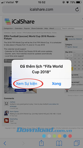 Thêm lịch thi đấu World Cup 2018