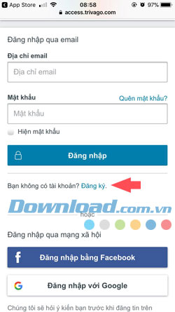 Tài khoản Trivago
