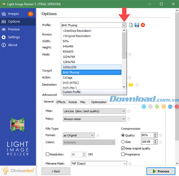 Resize hàng loạt ảnh