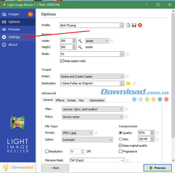 Resize hàng loạt ảnh