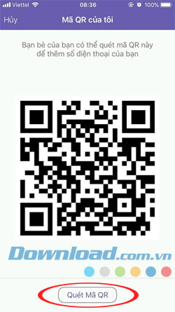 Kết bạn bằng mã QR Viber