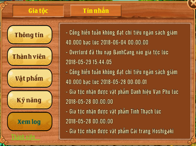 Log thành viên