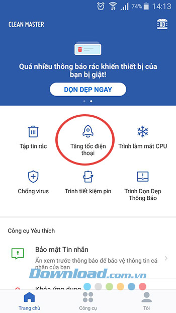 Tăng tốc điện thoại