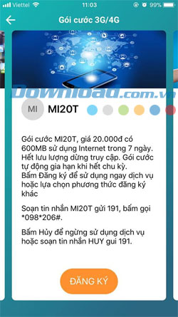 Đăng ký 3G Viettel