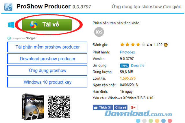 Tải chương trình về máy tính Proshow Producer