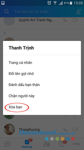 Xóa bạn