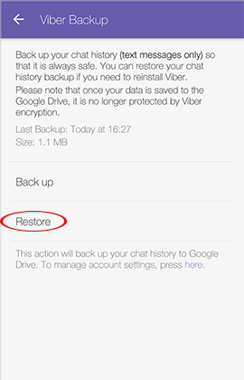 Phục hồi tin nhắn Viber
