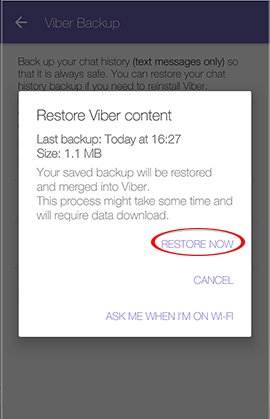 Khôi phục tin nhắn Viber
