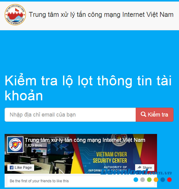 Trang chủ cùa trung tâm an ninh