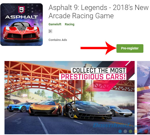 Đăng ký chơi trước Asphalt 9 Legends trên android