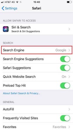 Thay đổi công cụ tìm kiếm