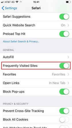 Vô hiệu hóa danh sách Frequently Visited Sites
