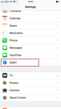 Vào Safari trong Settings