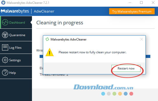 Mở file Khởi động lại máy tính