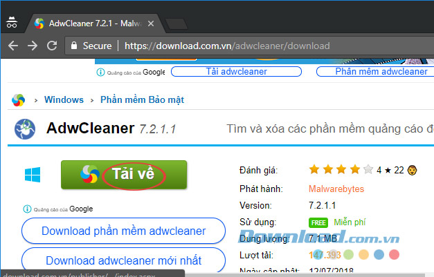 Tải về phần mềm AdwCleaner Tải về phần mềm AdwCleaner