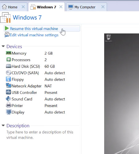 Windows 7 VNware