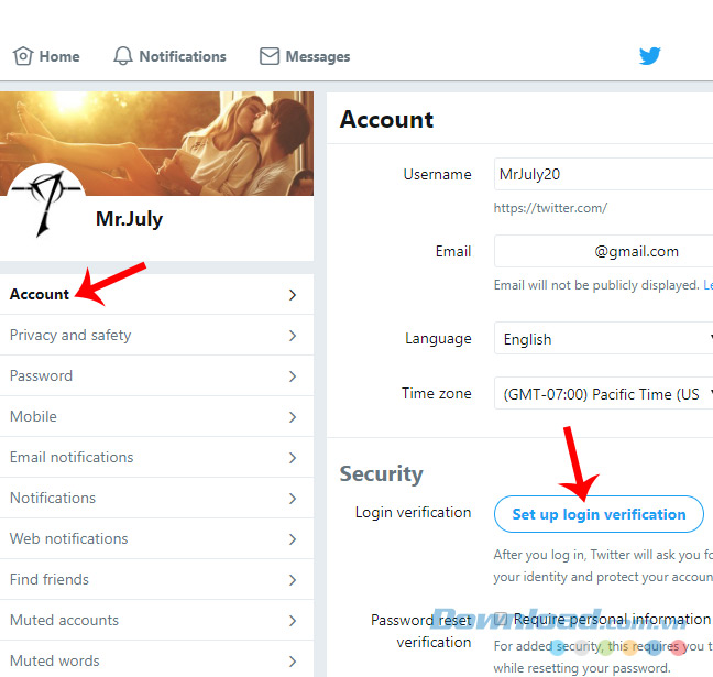 Tùy chỉnh tài khoản Twitter