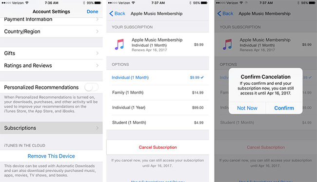 Hủy gia hạn thanh toán trên App Store