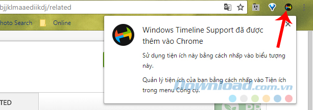 Cài đặt tiện ích timeline cho Windows 10