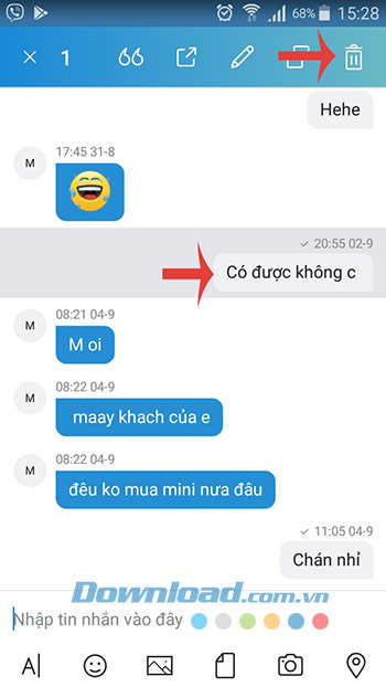 Nhấn giữ tin nhắn