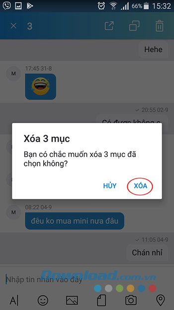 Xác nhận xóa nhiều tin nhắn