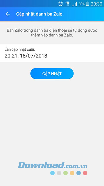 Cập nhật danh bạ xong