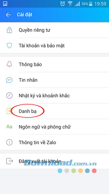 Cài đặt Danh bạ