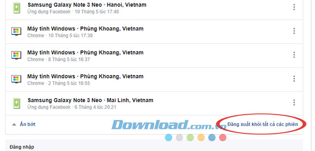 Đăng xuất tất cả