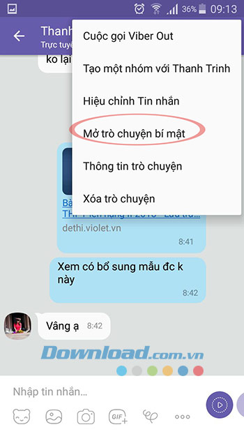 Mở trò chuyện bí mật