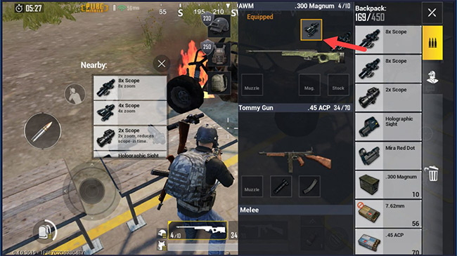 Sử dụng ống ngắm trong PUBG Mobile