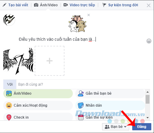 Hoàn thành đặt câu hỏi trên Facebook