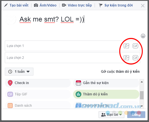 Tạo cuộc thăm dò ý kiến mới trên Facebook
