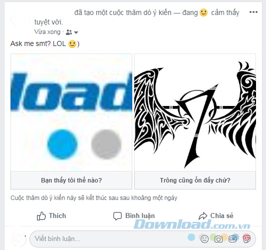 Hoàn thành đăng ý kiến thăm dò trên Facebook