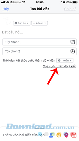Thêm ảnh vào ý kiến thăm dò trên Facebook