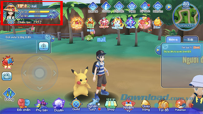Giao diện chính của game Liên quân Poke