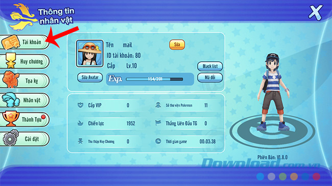 Chọn vào Tài khoản game Liên quân Poke