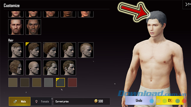 Chọn lại kiểu tóc nhân vật pubg mobile