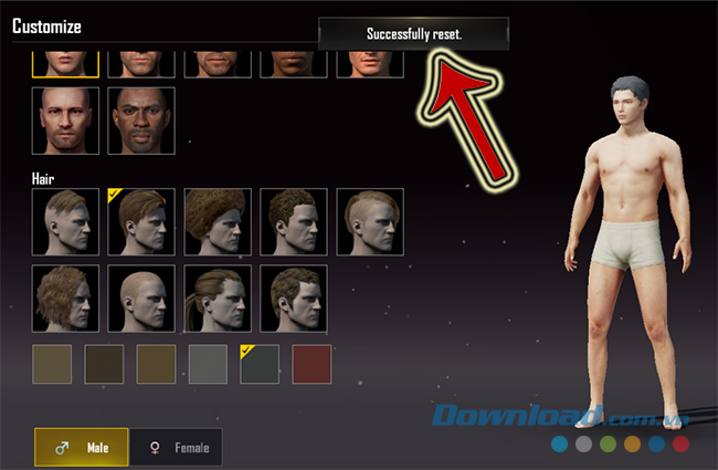 Thông báo thay đổi nhân vật thành công