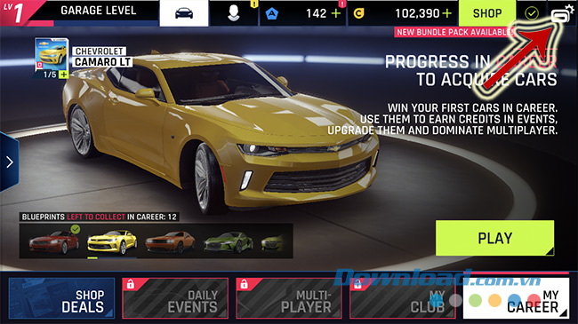 Chọn biểu tượng Settings