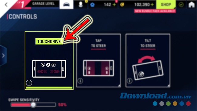 Kích hoạt Touchdrive trong Asphalt 9 Legends