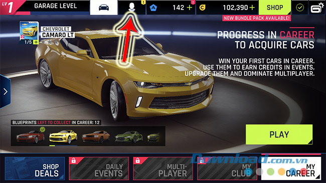 Giao diện chính của game đua xe Asphalt 9