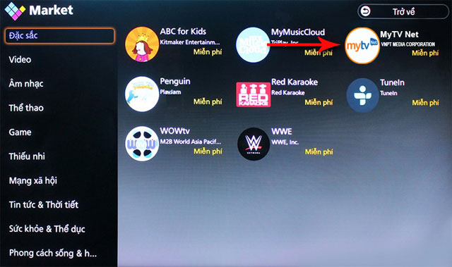 Cài đặt MyTV Net trên TIVI