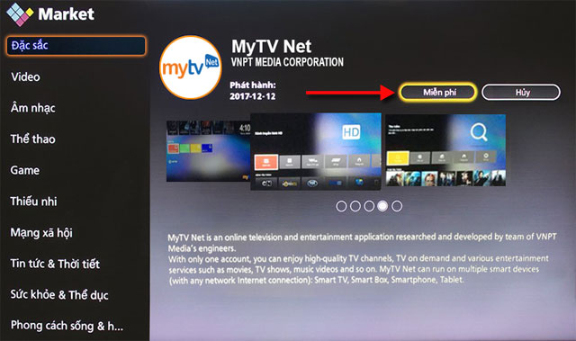 Cài đặt MyTV Net trên TIVI