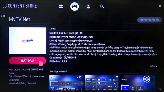 Cài đặt MyTV Net trên TIVI