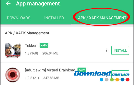 Danh sách file xapk