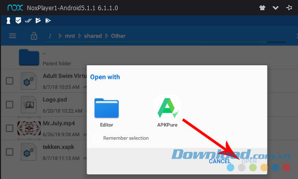 Open game trên giả lập